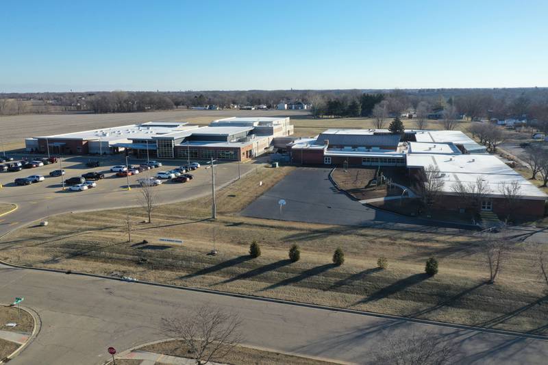 An aerial behind JFK School looking south on Thursday, Jan. 22, 2026, in Spring Valley. Spring Valley has been awarded more than $245,000 in grant funding through the Illinois Department of Natural Resources, Gov. JB Pritzker announced earlier this month. City officials said the money will be used to purchase 10.83 acres of land next to a planned 5-acre park right behind John F. Kennedy School on the north side of town.