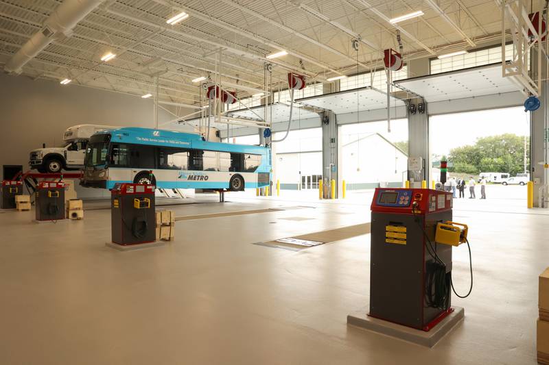 River Valley Metro's new bus maintenance facility is revealed during a ribbon-cutting ceremony on Tuesday, Aug. 26, 2025.