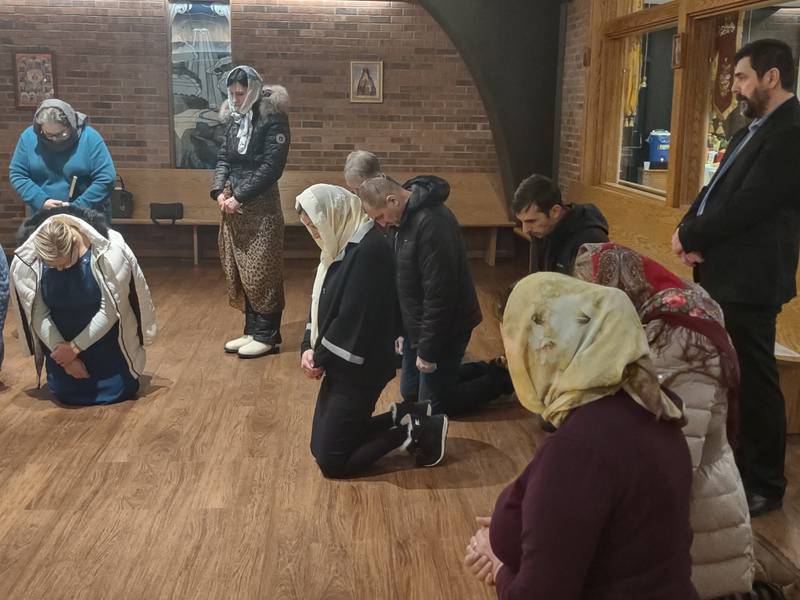 Many of the parishioners at St. Nicholas of Myra Russian Orthodox Church in McHenry are from Ukraine. The church held a special prayer for peace during services on Thursday, Feb. 24, 2022.