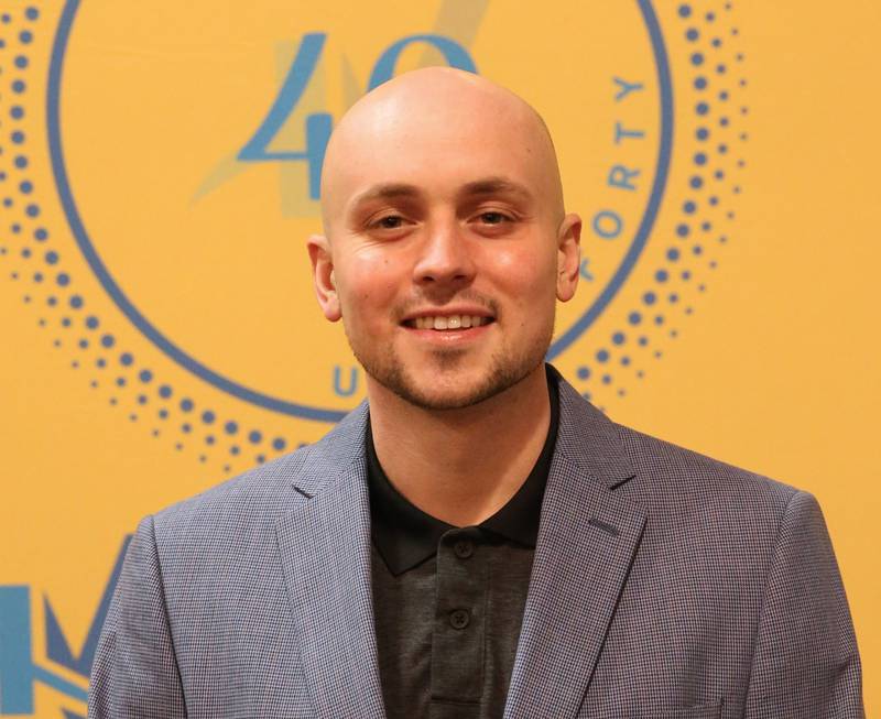 Jacob Postula, Dr. of Dental Surgery, Ludford and Postula Family Dentistry poses for a photo during the Illinois Valley Chamber of Commerce 40 Under Forty Awards Gala on Thursday, Feb. 9, 2023 at Westclox in Peru.