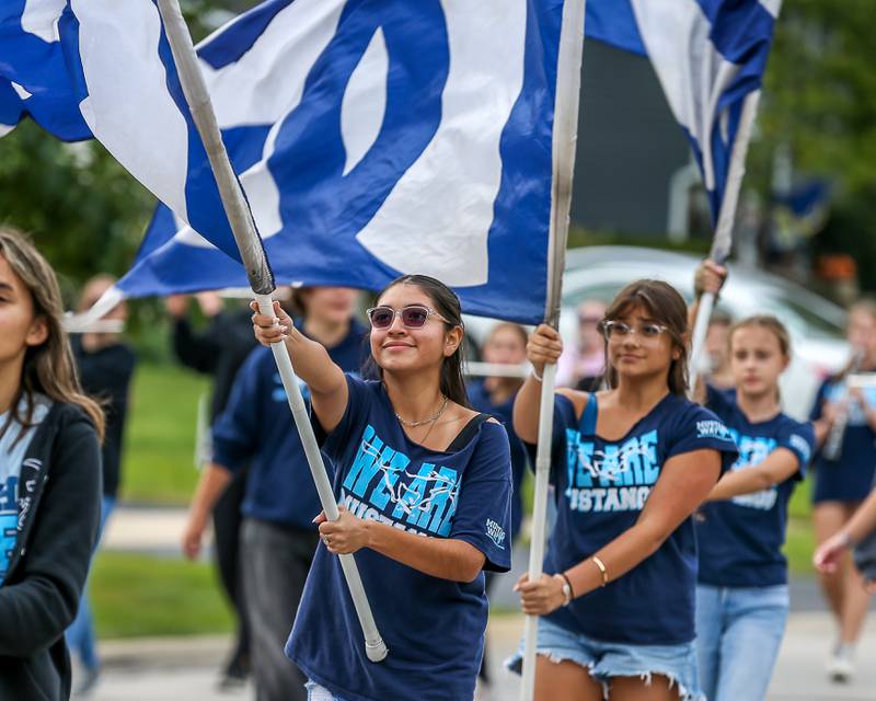 Downers Grove South marching band perform in the Downers Grove South Homecoming Parade. Sept 28, 2024 in Downers Grove.