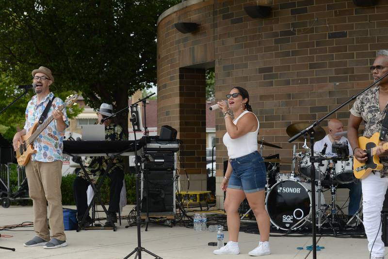 Members of the Electro Retro band perform during the District 99 Back to School Fair held at the Cicero Community Park Sunday Aug 13, 2023.