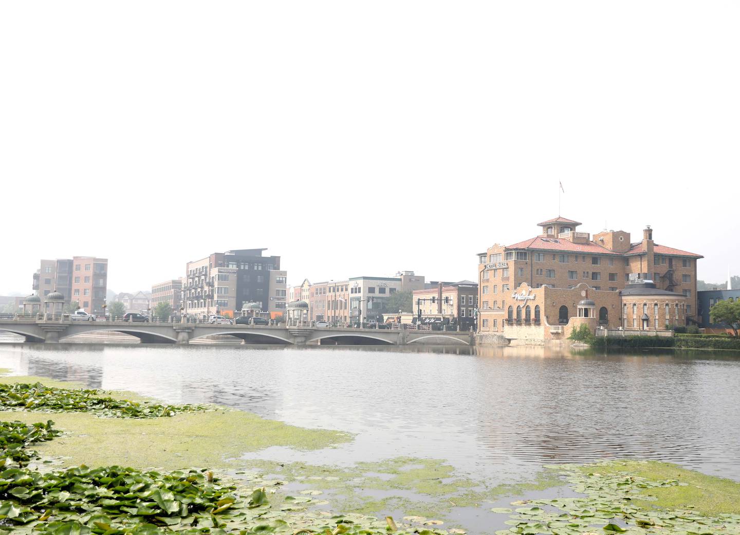 Hotel Baker and Downtown St. Charles is surrounded by smoke from the Canadian wildfires on Wednesday, June 28, 2023.