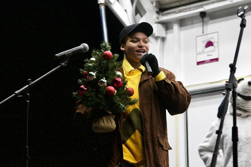 A skit that was part of the tree-lighting ceremony included "Charlie Brown" and how his evergreen tree brought the holiday spirit to downtown Oswegoon Friday, Dec. 3, during the Christmas Walk.