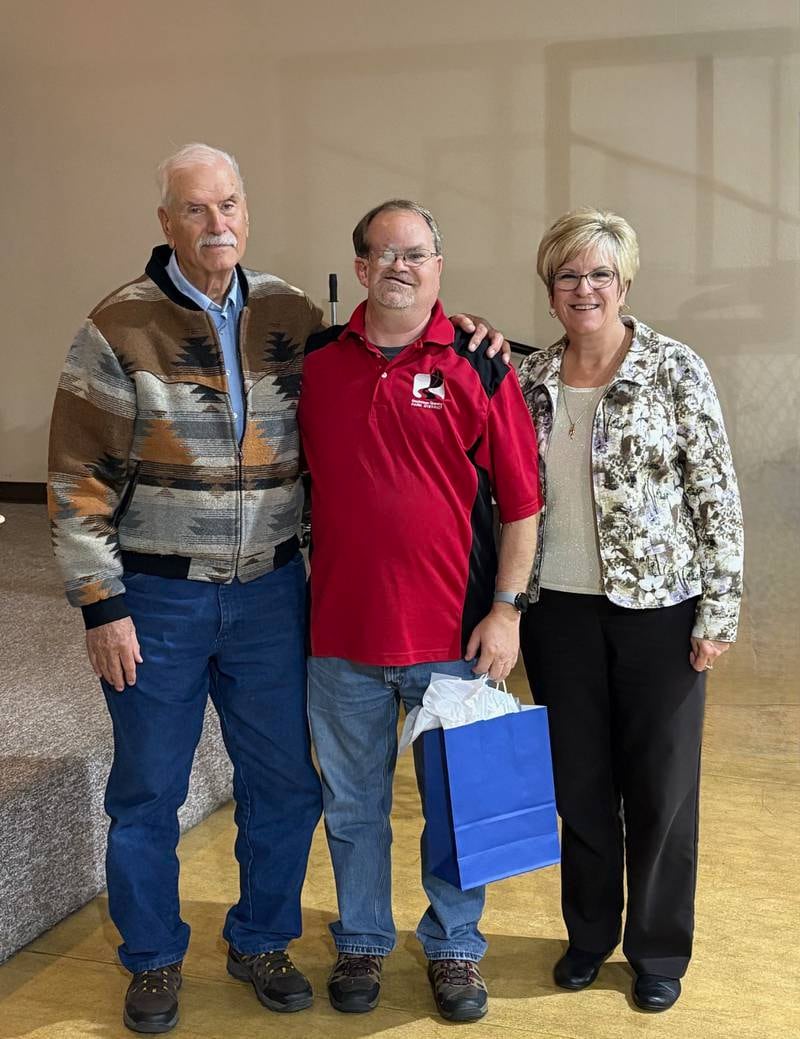 Frank Cianci, middle, celebrated his retirement with his father, Frank, and sister, Sandi. He was recognized during the Bourbonnais Township Park District board meeting Oct. 27, 2025