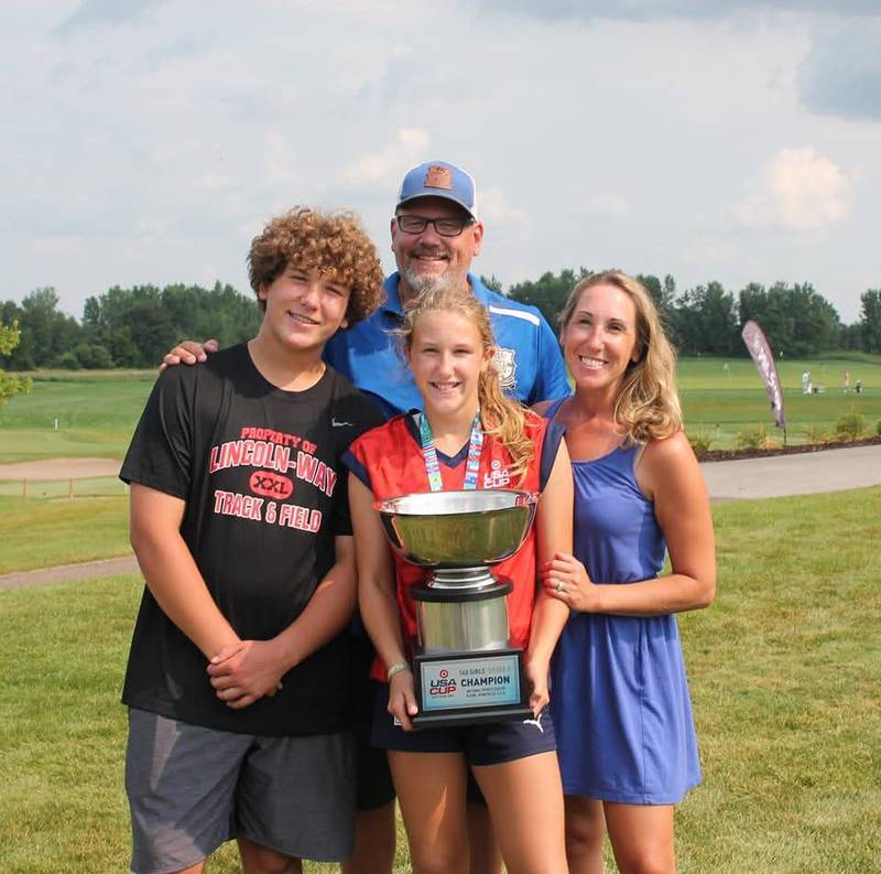 Wilmington soccer coach Travis Ivanoff and his family. Clockwise from left, son Tanner Ivanoff, Travis Ivanoff, wife Julie Ivanoff and daughter Melody Ivanoff.