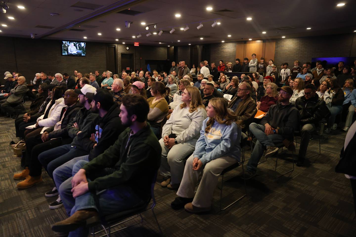 People packed Joliet City Hall for the Joliet city council meeting to vote on the Joliet Catholic Academy stadium plan on Tuesday, Jan 20, 2026 in Joliet.