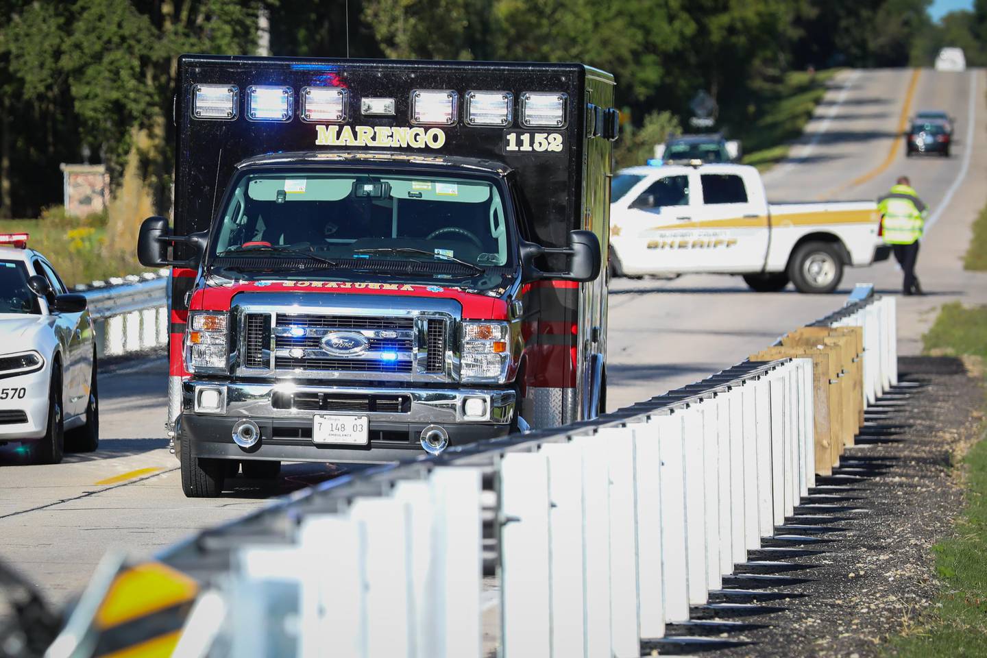 A man was transported to Northwestern Hospital Huntley following a crash Tuesday morning near Marengo.