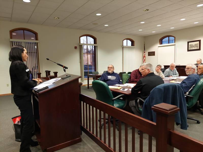 Jennifer Alvarez of Surf Internet talks to the Spring Valley City Council on Monday, March 18, 2024, about the company's services.