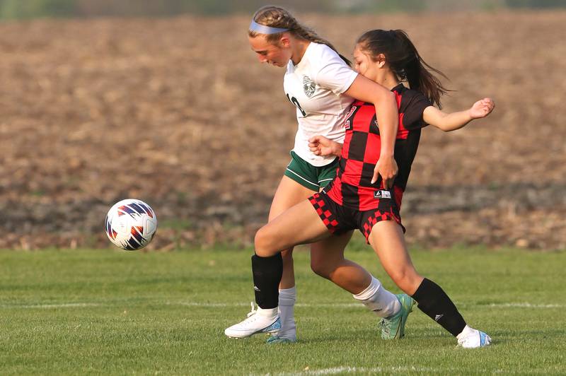 Indian Creek's Sally Diaz tries to fight through Alleman's Carson Wendt during their Class 1A sectional final game Friday, May 19, 2023, at Hinckley-Big Rock High School.