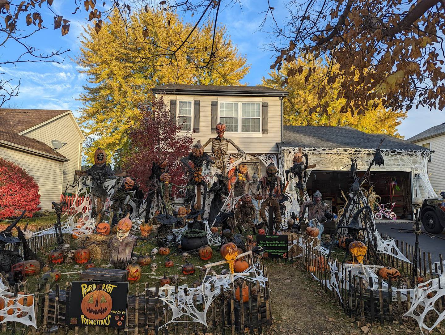 Brian Hunter of Plainfield Hunter hand-made most of the pieces in his Pumpkin Riot Productions exhibit in his front yard, carrying on his mother's tradition of making her own Halloween display pieces. The exhibit is seen on Saturday, Oct. 29, 2022.