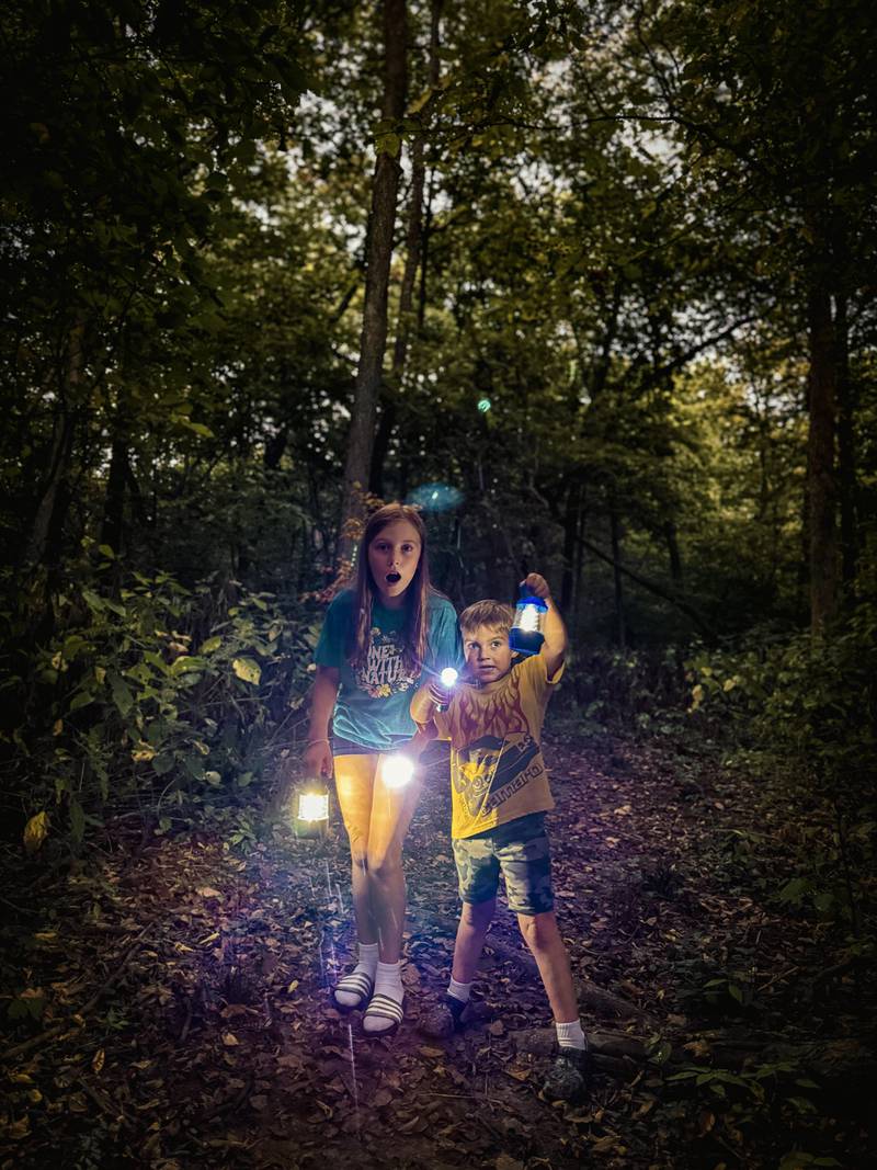 Two children are ready to test out the upcoming Halloween Hike at 6 p.m., Friday, Oct. 24 at the Ruth Edwards Nature Center at Lowell Park in Dixon.