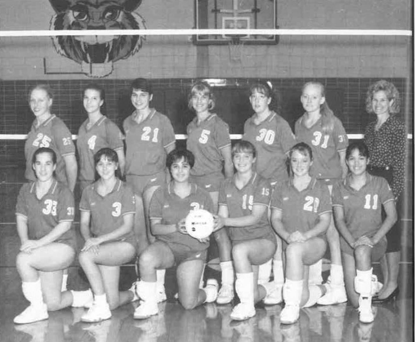 The 1994 Princeton volleyball team became the third team to advance to the state tournament. Team members were (front row, from left) Kayley Towns, Heidi Fossum, Gina Dipietro, Sara Kiser, Megan Laine and Michelle Nelson; and (back row) Courtney Sapp, Courtney Kieschnick, Janda Forristall, Kendra Schoff, Kim Sluis, Heather Neff and coach Rita Placek.