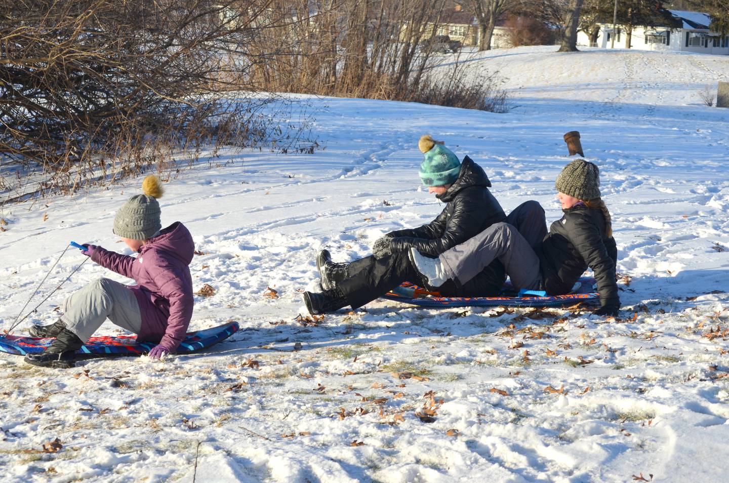 Halle Schaefer and her cousins Lilah and Scarlett Buikema of Morrison were having a blast sledding on Tuesday, Dec. 27 at the official debut of Morrison Winter Park.