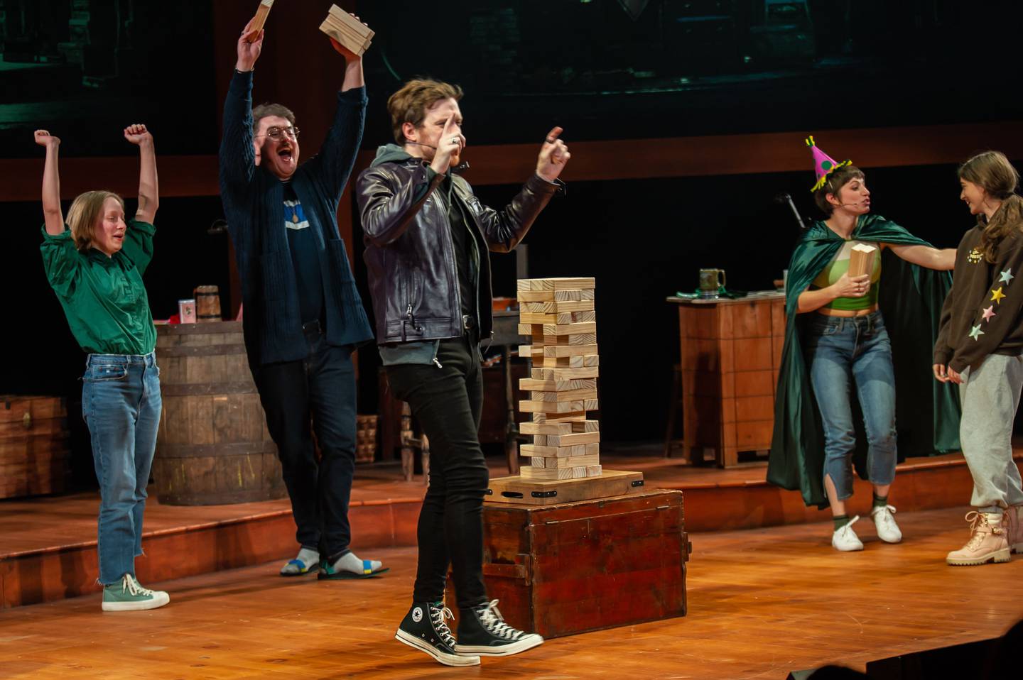 Flanked by audience members, the core cast features Jack Corcoran (second from left to right), DAGL and Madelyn Murphy.