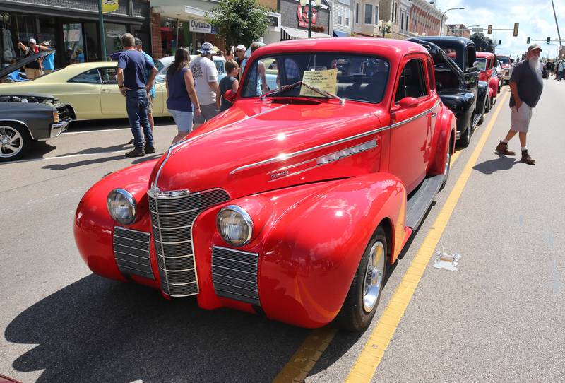 A 1939 Olds B-Coupe at the Fizz Ehrler Memorial Turning Back Time Car Show Sunday, July 30, 2023, in downtown Sycamore.