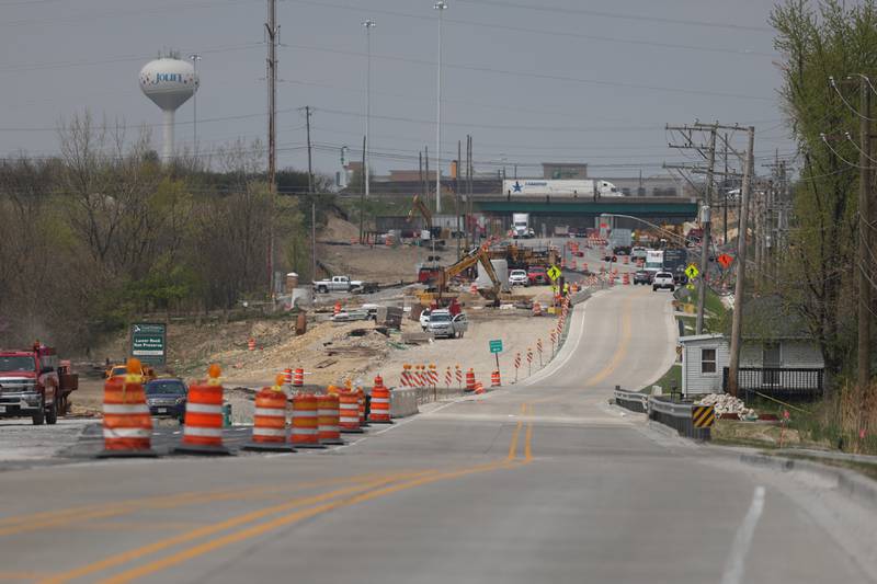 Work continues on the widening of Hollywood Road as part of the Houbolt Road extension project on Tuesday, April 25, 2023 in Joliet.
