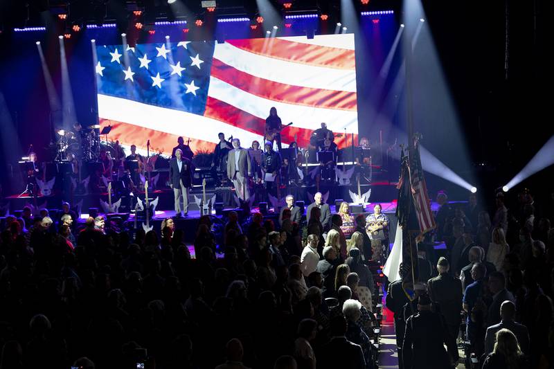 The flag is presented for the opening Thursday, Aug. 29, 2024, of the Hard Rock Casino Rockford.