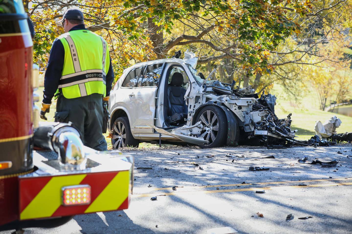 Three people died Sunday, Oct. 27, 2024, in a two-vehicle crash near Woodstock.
