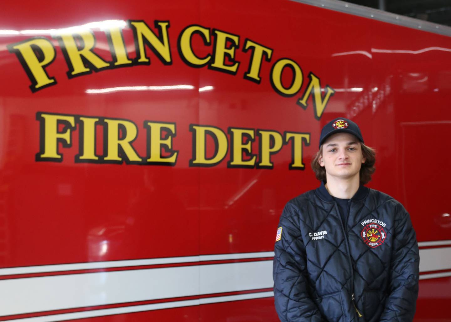 Princeton firefighter Cael Davis poses for a photo on Saturday, April 13, 2024 at the Princeton Fire Department.