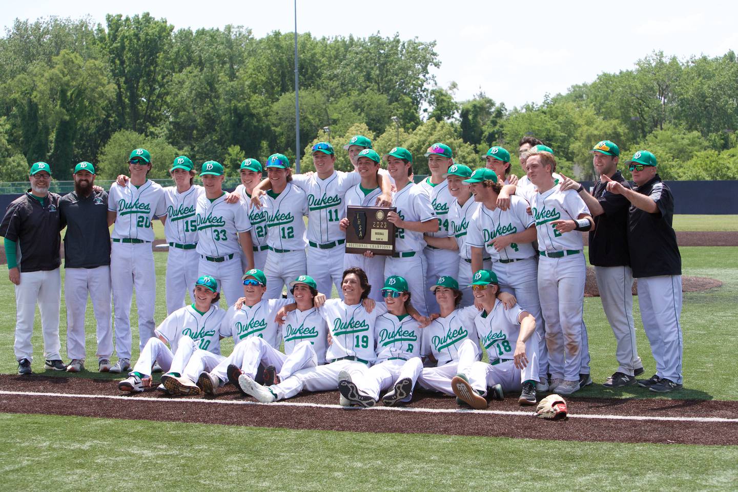 York celebrates the Win over Batavia at the Class 4A Sectional Final on Saturday, June 3, 2023 in Elgin.