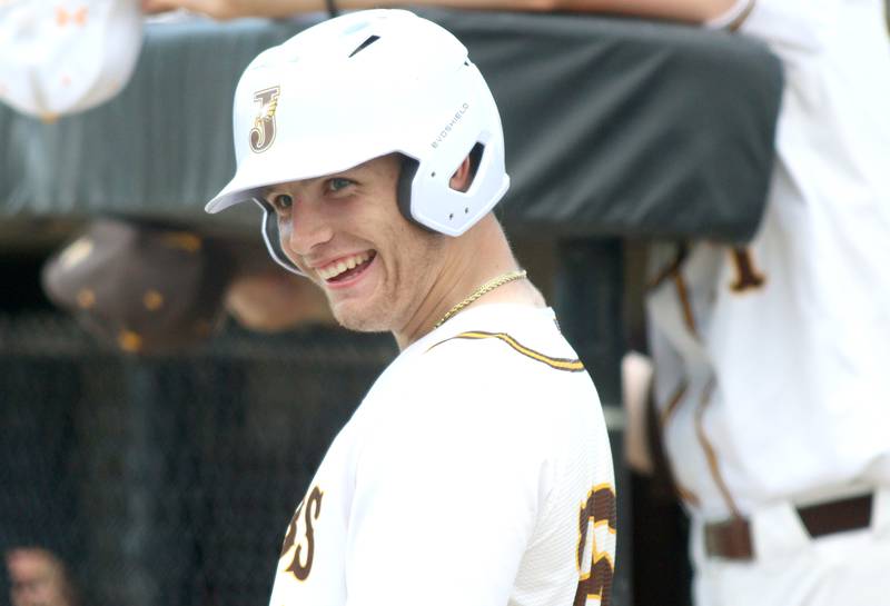Jacobs’ Christian Graves is all smiles during a win over Huntley in Class 4A Sectional baseball action at Carpentersville Wednesday.