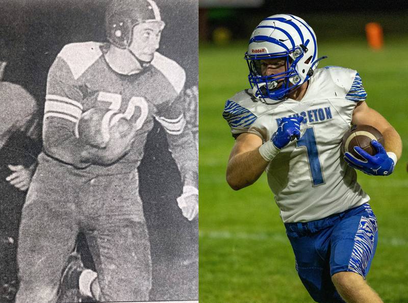 From Kenny Bourquin (left), a 1952 All-Stater from Walnut to Casey Etheridge (right), a 2025 All-Stater from Princeton, Bureau County has been blessed with a stable of elite running backs.
