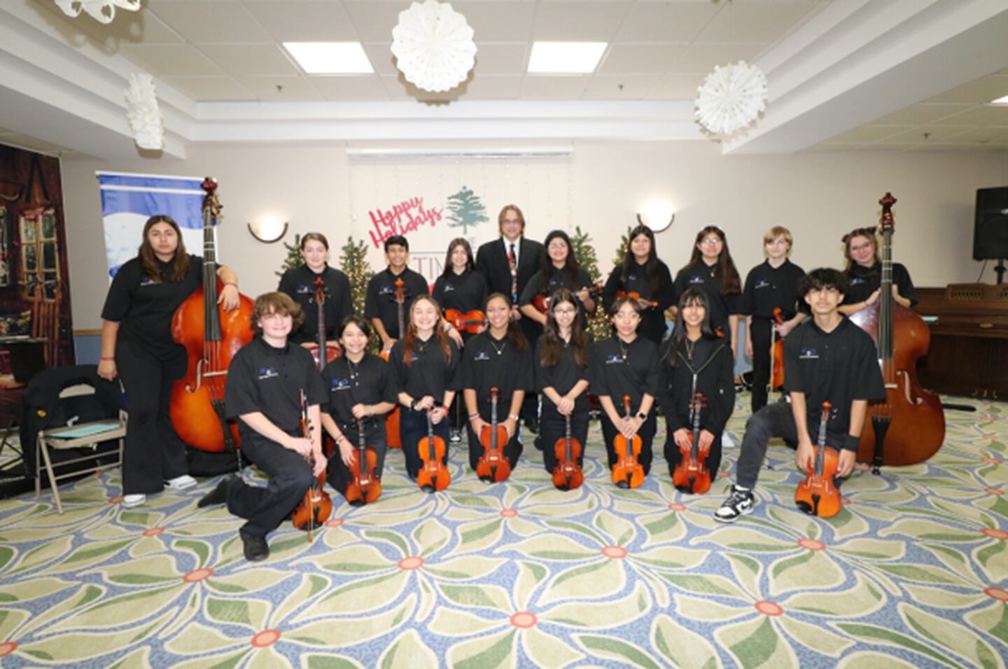 Select Joliet area locations enjoyed live holiday music on Dec. 15 performed by 18 Hufford Junior High orchestra students, including The Timbers of Shorewood (pictured).