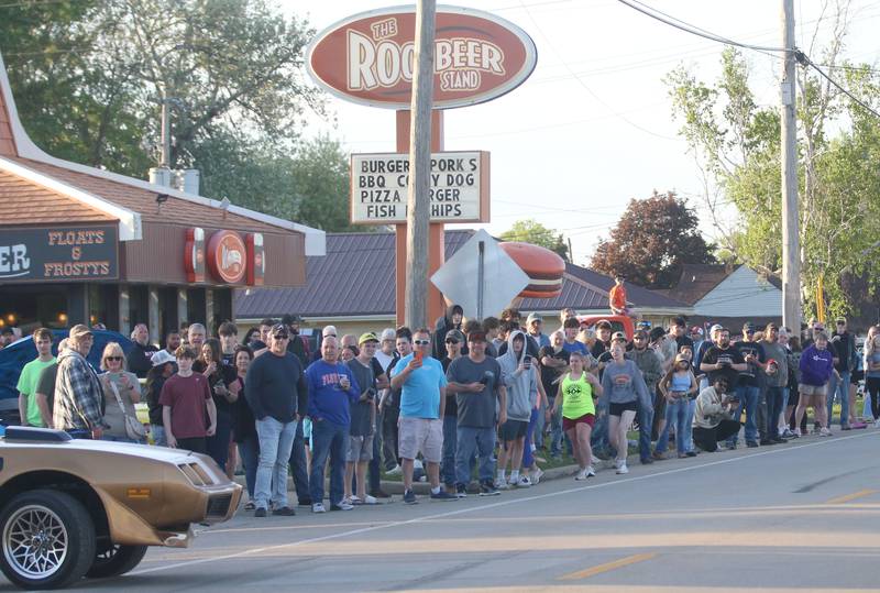 A large crowd gathers for the Kick off Cruise on Saturday, April 25, 2026 at Root Beer Stand in Oglesby. Donations from the cruise helped fund the Kids Hot Rod Camp held June 15-19 at "The Rock" Walnut Community Bible Church in Walnut. The camp is open to kids ages 12-17.