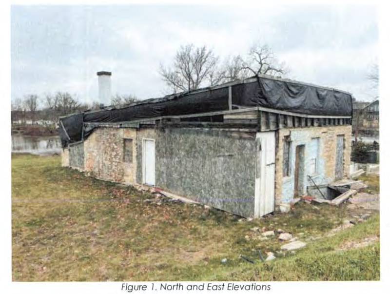 The condition of the circa-1840 former blacksmith shop at 4 E. State St., Geneva, is illustrated in developer Shodeen's third application to raze the structure. No hearing date has been set yet.