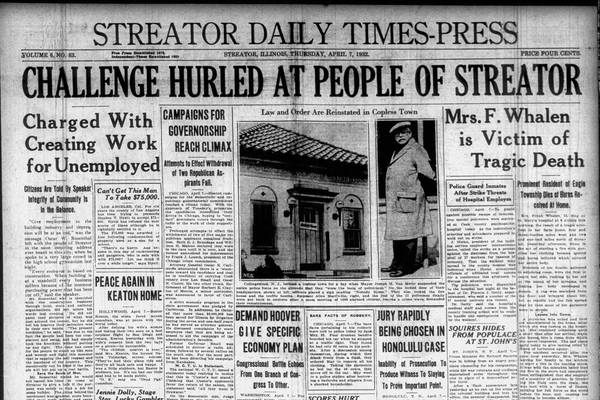 Historical covers for April 7: Challenge hurled at the people of Streator