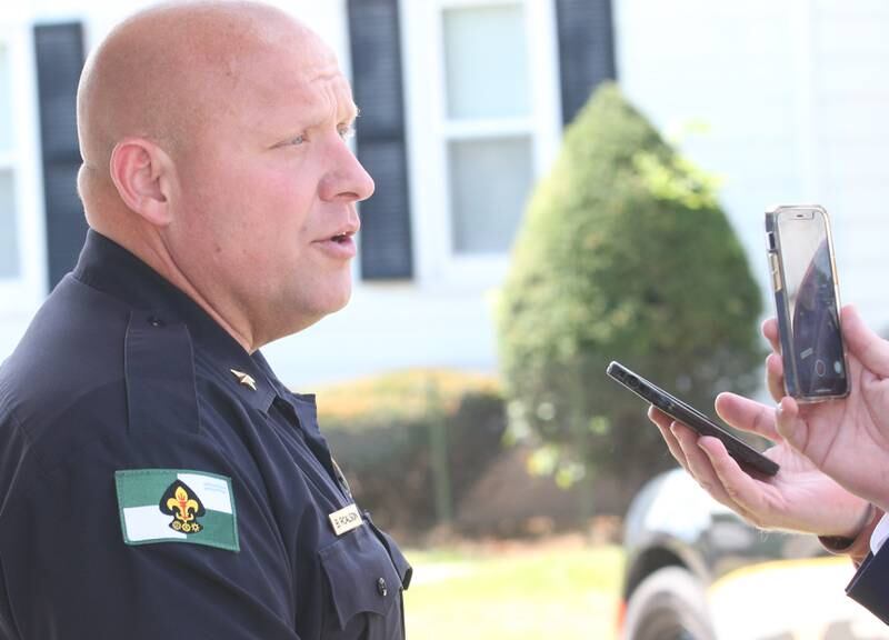 Ottawa Police chief Brent Roalson talks to reporters near the intersection of Scott Street and U.S. Route 6 regarding a standoff in home in the 1500 block of Scott Street on Wednesday, Sept, 13, 2023 in Ottawa. A suspect had nearly an hour standoff with police around noon and was taken into custody around 1p.m.