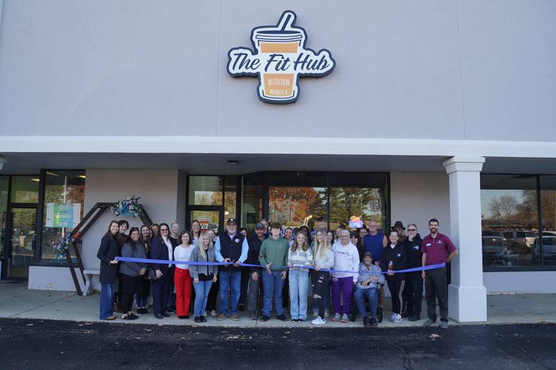 On Friday, Nov. 14, 2025, a ribboncutting was held for The Fit Hub's new location at 126 Illinois Route 38 in Rochelle.