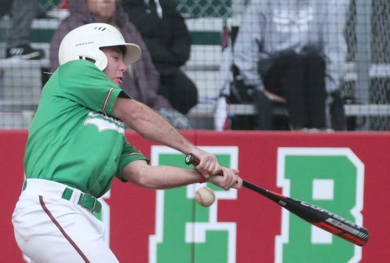 L-P's Brady Romagonli strikes out swinging against Kaneland on Thursday, April 11, 2024 at Huby Sarver Field in La Salle.