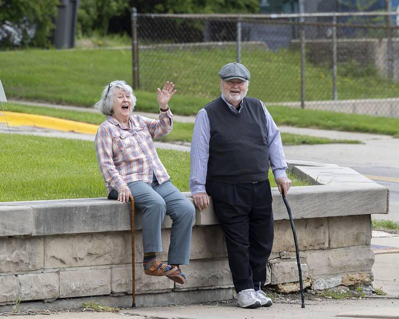 Judy and James Dixon look on to the engagement of their grandson Saturday, April 27, 2024.