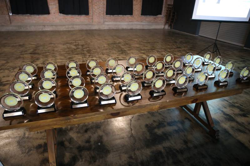 A view of the awards during the Illinois Valley Chamber of Commerce 40 Under Forty awards banquet on Thursday, March 21, 2024 at Westclox in Peru.