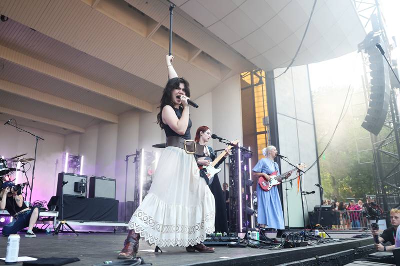 The Last Dinner Party performs at Lollapalooza on Sunday, Aug. 4, 2024 in Chicago.