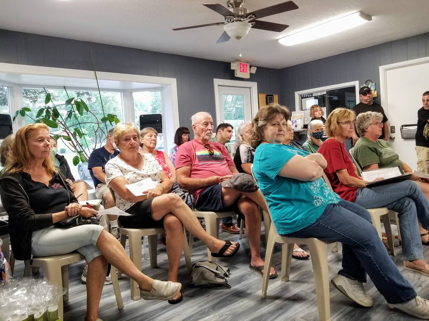More than a dozen residents attended a Holiday Hills Village Board meeting Wednesday, July 21, 2021, to seek more information about the approval of an agreement to have a sewer system installed in the village, with the backing of a state grant worth about $3.5 million dollars secured by the Northern Moraine Wastewater Reclamation District sewer operator.
