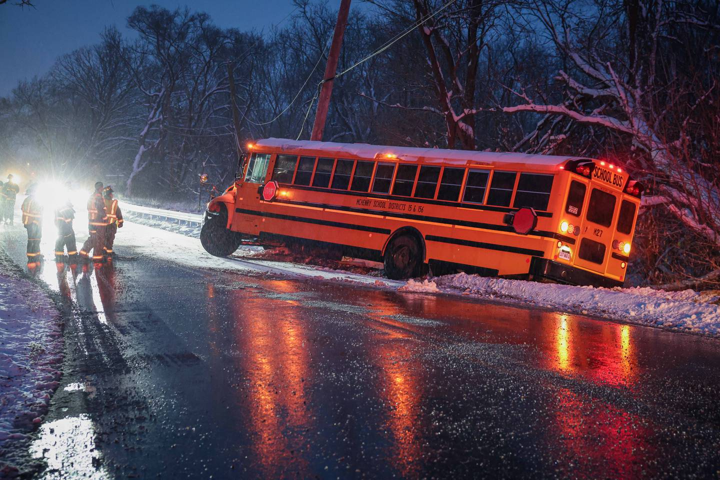 The Nunda Rural Fire Protection District responded to a school bus crash on Dec. 1, 2025 to the area of Colby Point and South Justen roads near McHenry.