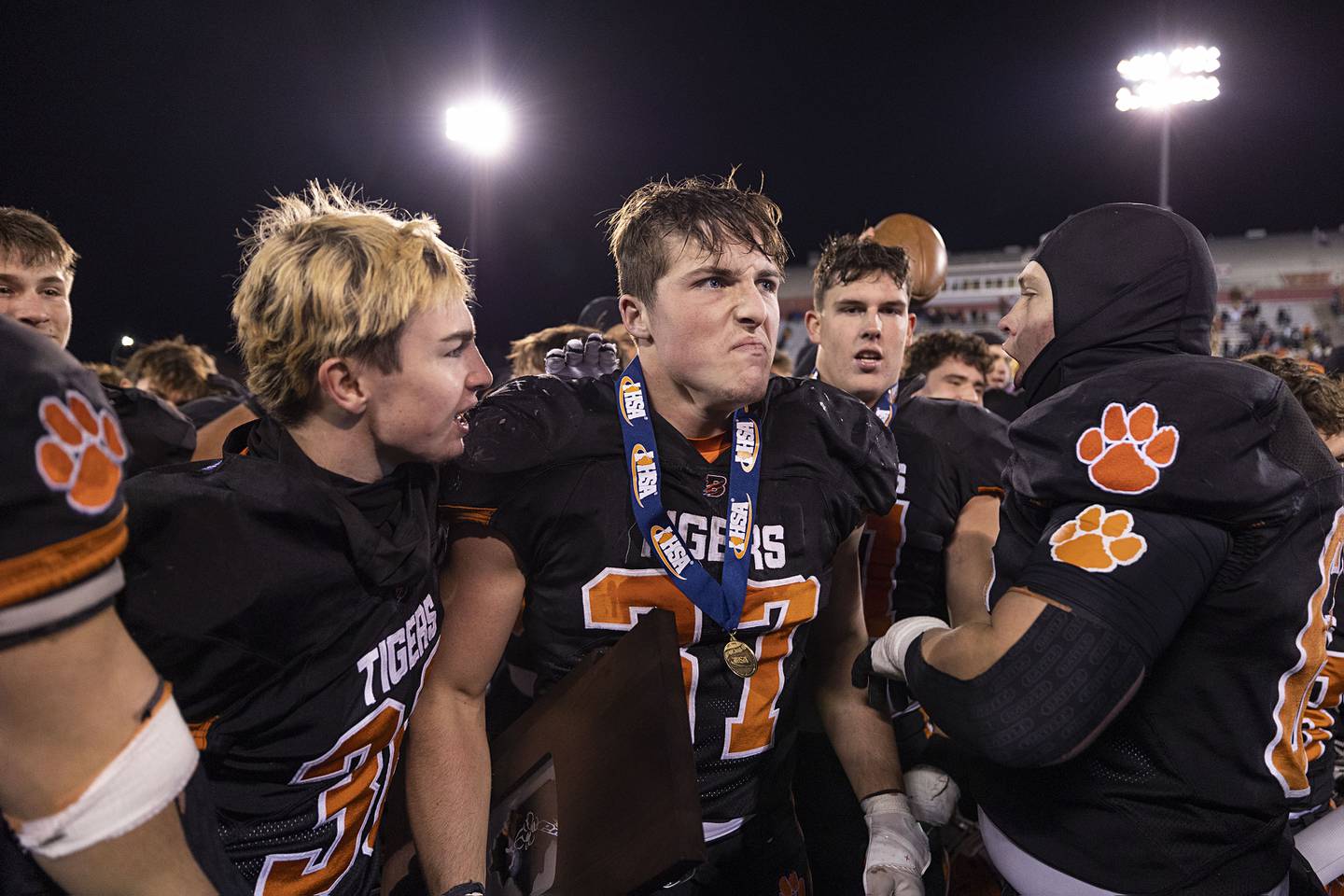 Byron’s Caden Considine ran for 367 yards against Tolono-Unity Friday, Nov. 28, 2025, in the Class 3A football finals at Hancock Stadium at ISU.