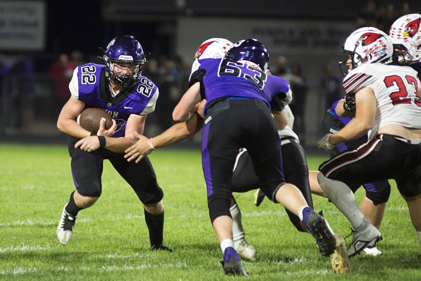 Dixon’s Aiden Wiseman looks for running room Friday, Sept. 16, 2022 against Stillman Valley.