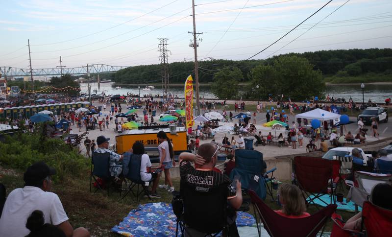 A large crowd fills Water Street for the Independence Day fireworks on Thursday, July 3, 2025 in Peru.