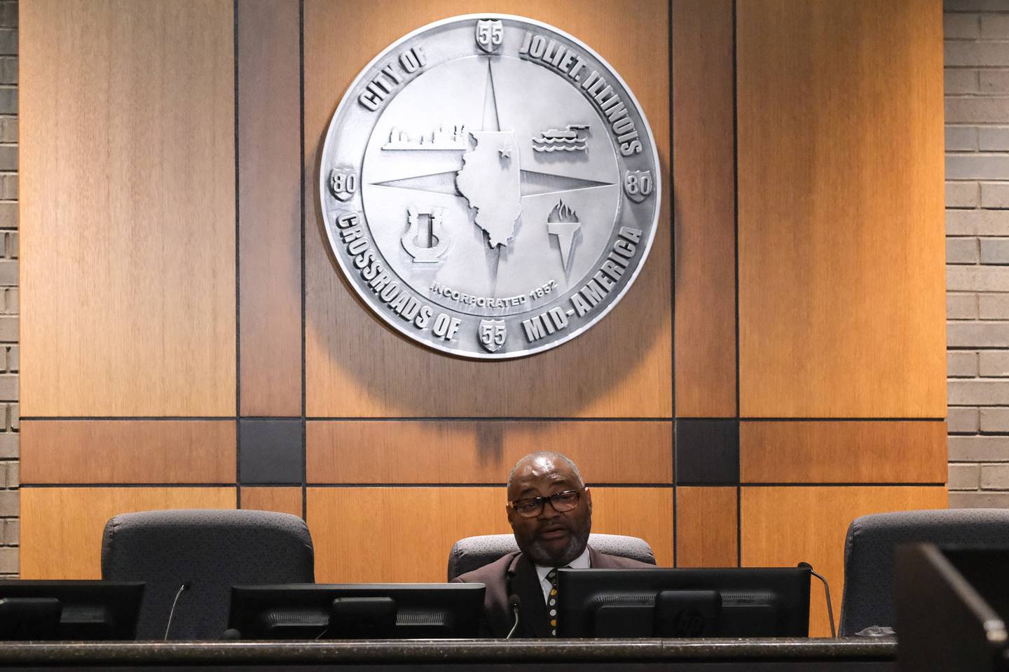 Terry Morris, District 5 Council, speaks regarding the Police Department Citizen Advisory Board proposal at the Council Chambers in Joliet City Hall. Monday Nov. 8, 2021.
