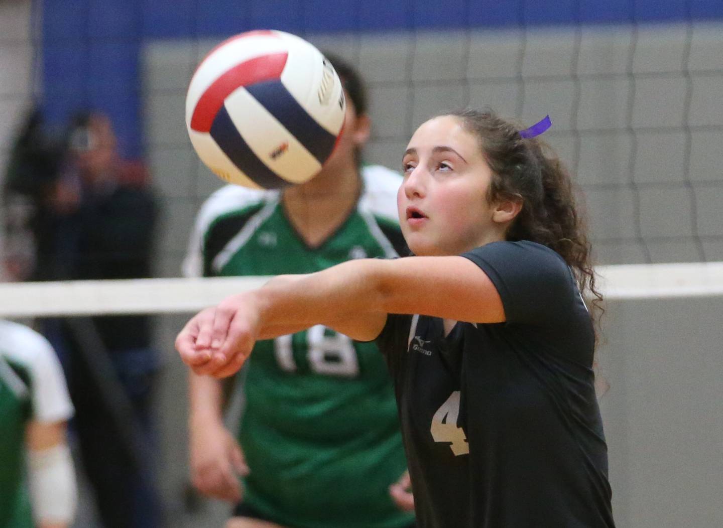 Fieldcrest's Macy Gochanour bumps the ball in the Class 2A Sectional semifinal game on Monday, Oct. 30, 2023 at Princeton High School.