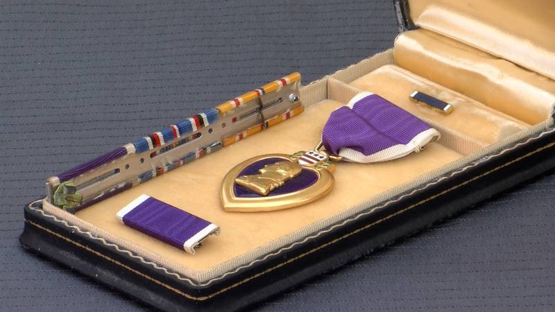 Purple Heart belonging to Marine Corps Private First-Class Charles John Alexander