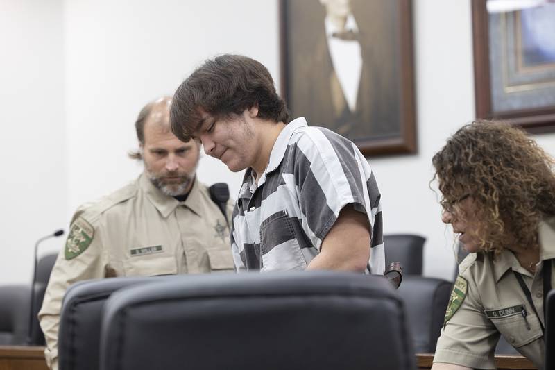 David Sosa enters Lee County court Monday, Feb. 24, 2025, to plead guilty to murdering  Jaedyn Hill.