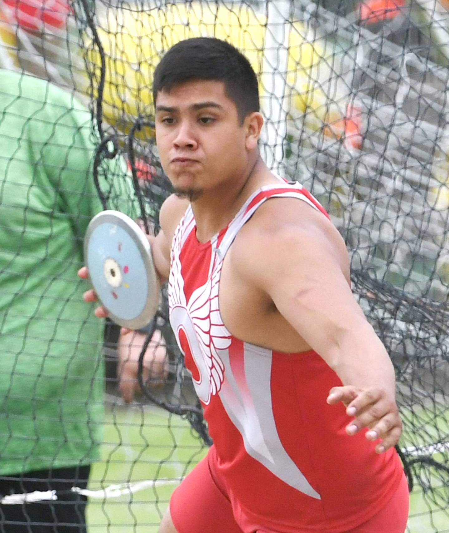 Oregon's Daniel Dominguez throws the discus at the 1A Oregon Sectional on Friday.