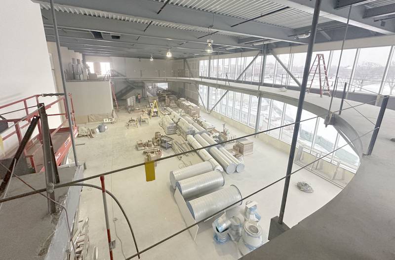 A view of the walking track above the future weight room at the new YMCA building on Wednesday Jan. 24, 2024 in Ottawa.