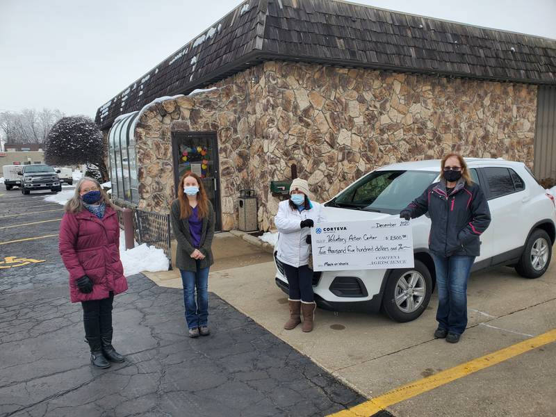 Community Relations Manager Barbara Nadeau, Administrative Assistant from Corteva Lynn Borio and Meals on Wheels Officials meet to receive a $2,500 donation from Corteva. The funds will be used to provide meals on wheels services to the surrounding communities