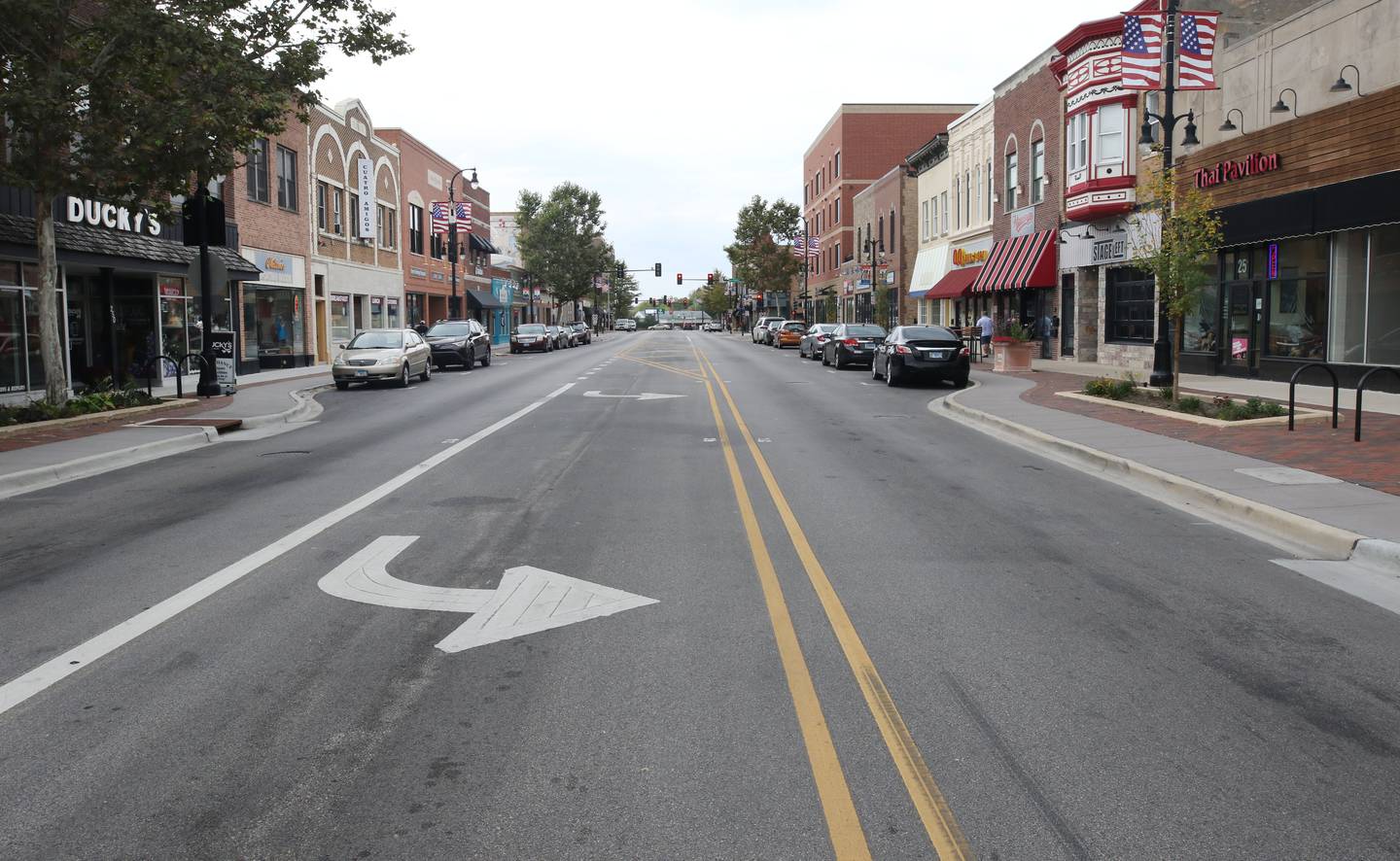 Downtown DeKalb looking west down Lincoln Highway from Third Street Wednesday, Oct. 4, 2023.